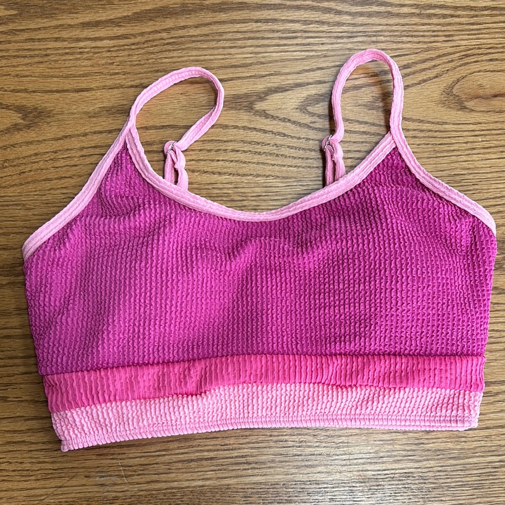 Pink Lily Two-Tone Pink Bikini Top